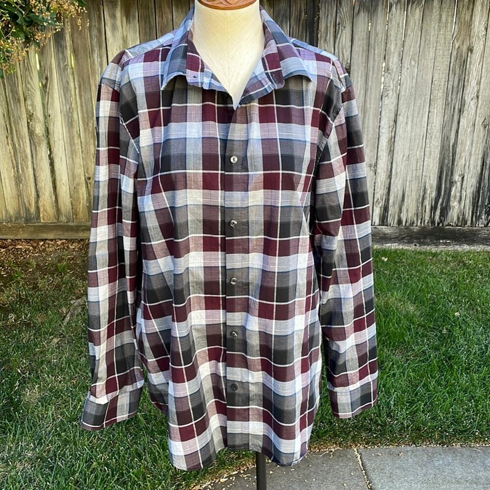 Calvin Klein Mens Plaid Button Down Shirt Size Large